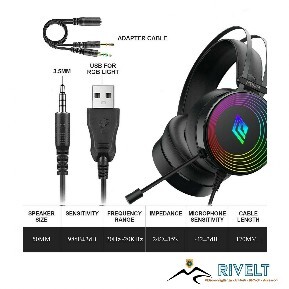 Confortevoli cuffie gaming over-ear con illuminazione RAINBOW.